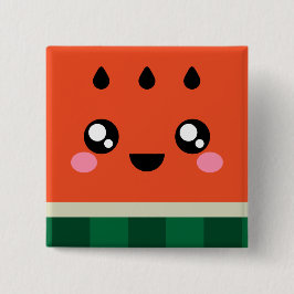 Kawaii Square Watermeloen Button / Pin / Badge
