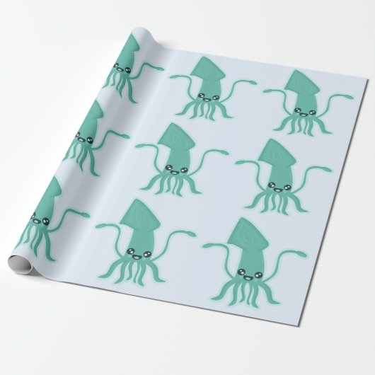 Kawaii Squid Cadeaupapier (Uitgerold)
