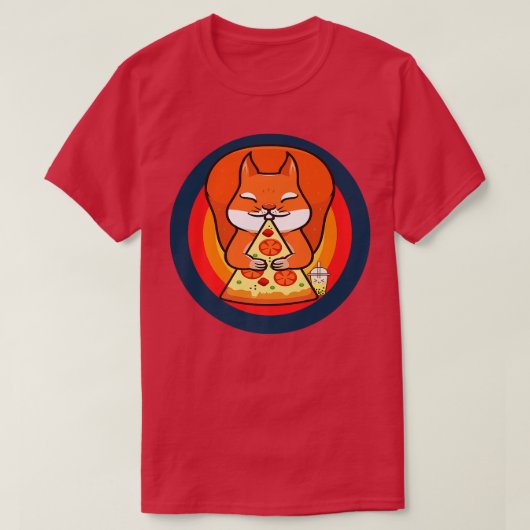 Kawaii Squirrel Eating Pizza Boba Tea T-shirt (Design voorkant)