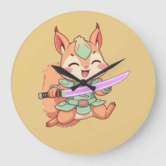 Kawaii Squirrel Samurai. Grote Klok (Voorkant)