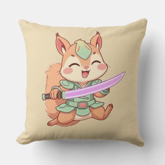 Kawaii Squirrel Samurai. Kussen (Voorkant)
