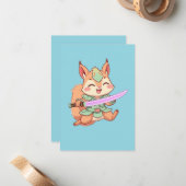 Kawaii Squirrel Samurai. Notitiekaartje (Voorkant / Achterkant in situ)