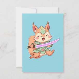 Kawaii Squirrel Samurai. Notitiekaartje