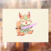 Kawaii Squirrel Samurai. Raamsticker (Vel 2)