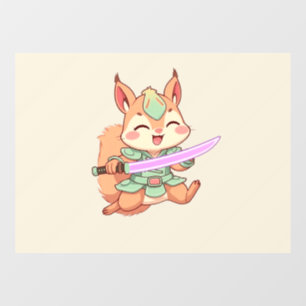Kawaii Squirrel Samurai. Raamsticker