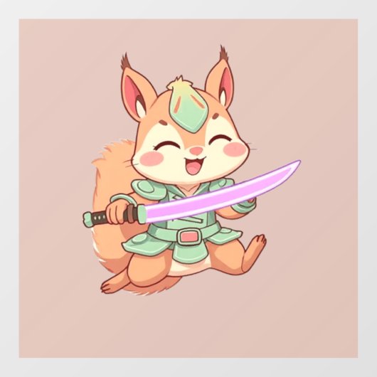 Kawaii Squirrel Samurai. Raamsticker (Vel)
