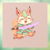 Kawaii Squirrel Samurai. Raamsticker (Vel 3)