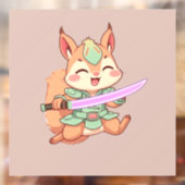 Kawaii Squirrel Samurai. Raamsticker (Vel 2)