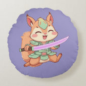 Kawaii Squirrel Samurai. Rond Kussen (Voorkant)