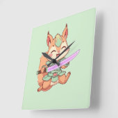 Kawaii Squirrel Samurai. Vierkante Klok (Hoek)