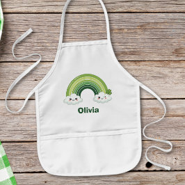 Kawaii St. Patrick's Day Groene Regenboog Kinder Schort