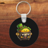 Kawaii St. Patricks Day Pot O Tacos Iers Mexicaans Sleutelhanger (Voorkant)