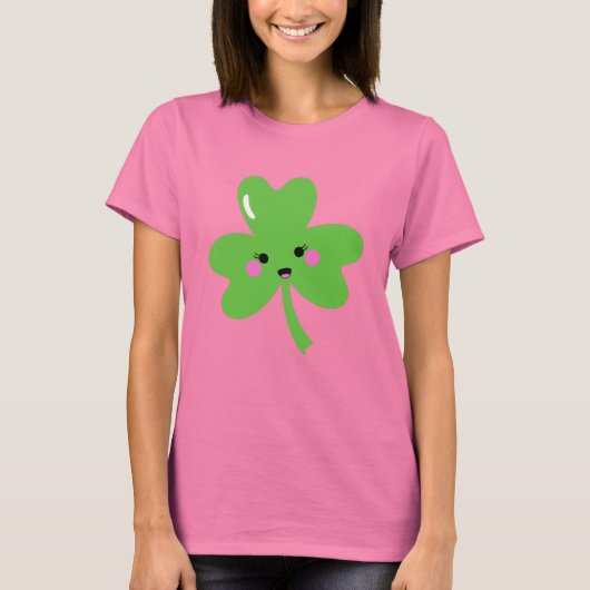 kawaii st patricks klaver shamrock t-shirt (Voorkant)