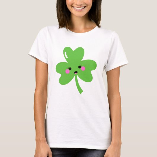 kawaii st patricks klaver shamrock t-shirt (Voorkant)