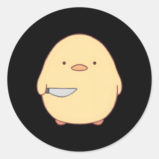 Kawaii Stabby Duck Met Mes Ronde Sticker (Voorkant)