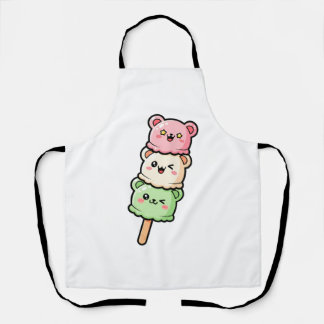 Kawaii Stacked Bear Ice Cream Illustration Schort