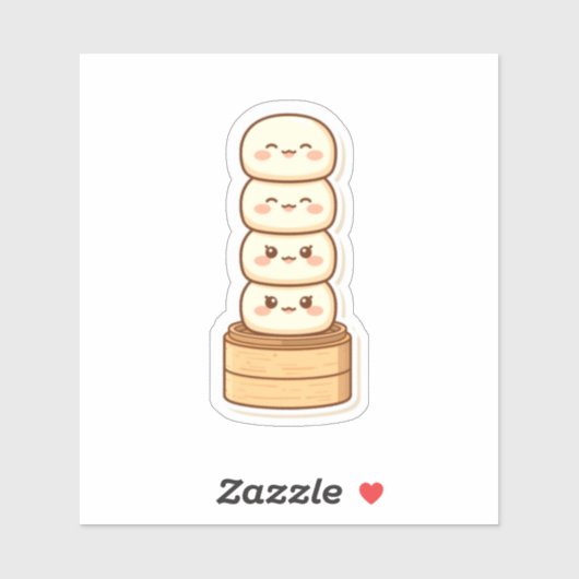 Kawaii Stacked Dumpling Bamboo Steamer Sticker (Vel)
