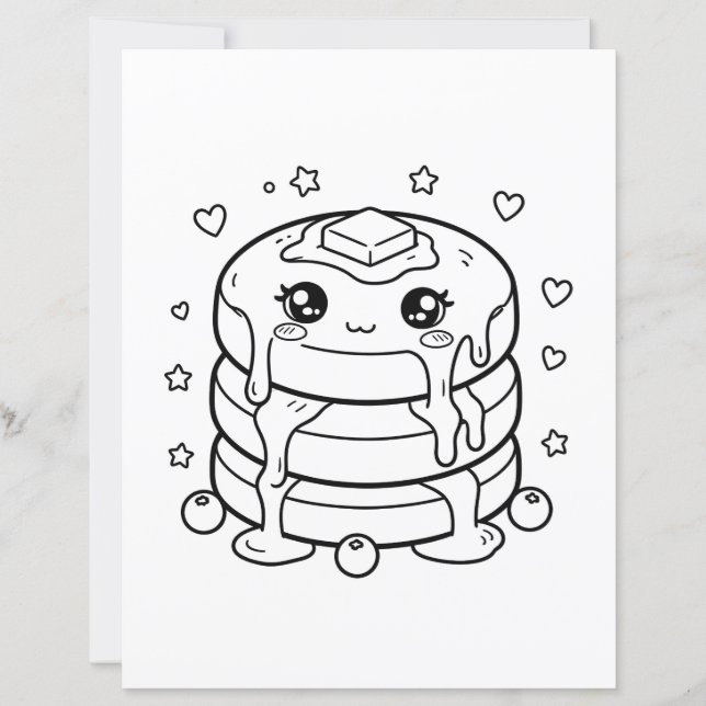 Kawaii stapel pannenkoeken kleuren (Voorkant)