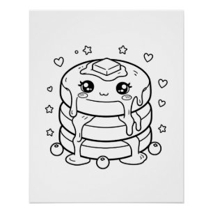 Kawaii stapel pannenkoeken kleuren perfect poster