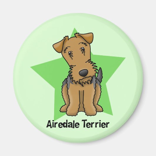 Kawaii Star Airedale Terrier Magneet (Voorkant)