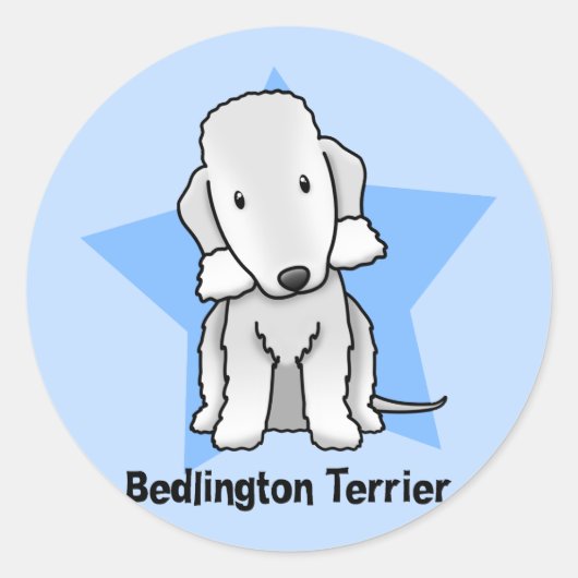 Kawaii Star Bedlington Terrier Ronde Sticker (Voorkant)