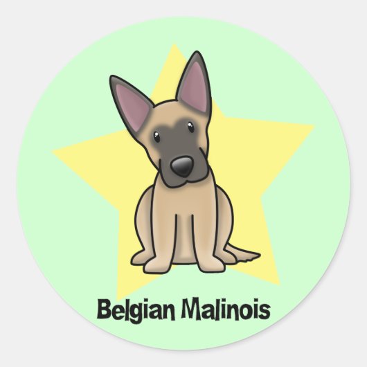 Kawaii Star Belgische Malinois Ronde Sticker (Voorkant)