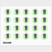 Kawaii Star Black Lab Ronde Sticker (Vel)