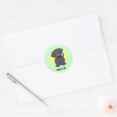 Kawaii Star Black Lab Ronde Sticker (Envelop)