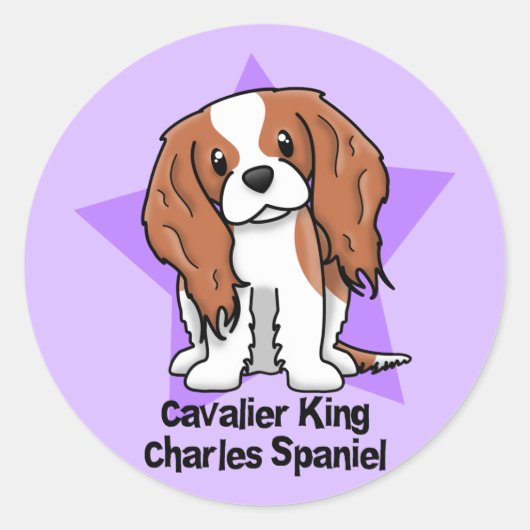 Kawaii Star Blenheim Cavalier King Charles Spaniel Ronde Sticker (Voorkant)