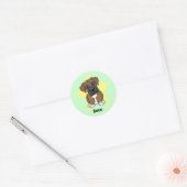 Kawaii Star Brindle Boxer Ronde Sticker (Envelop)