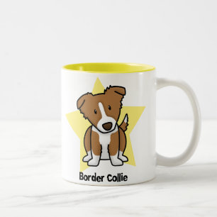 Kawaii Star Brown Border Collie Tweekleurige Koffiemok