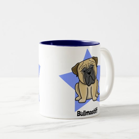 Kawaii Star Bullmastiff Tweekleurige Koffiemok (Voorkant rechts)