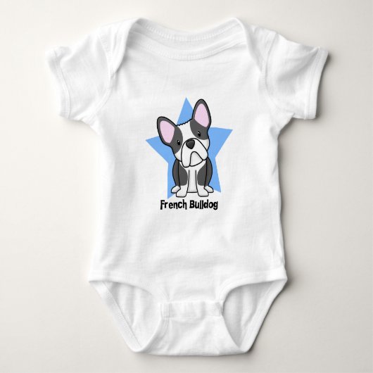 Kawaii Star BW French Bulldog Baby Creeper Romper (Voorkant)