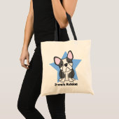 Kawaii Star BW French Bulldog Tote Bag (Voorkant (product))