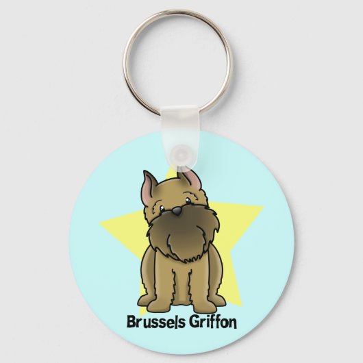 Kawaii Star Cropped Brussels Griffon Sleutelhanger (Voorkant)