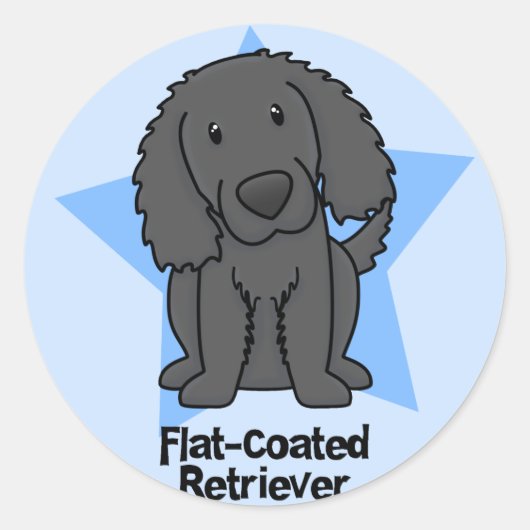 Kawaii Star Flat Coated Retriever Ronde Sticker (Voorkant)