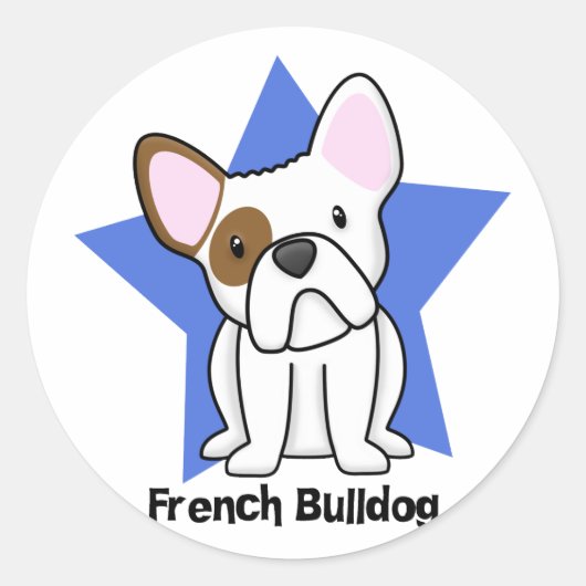 Kawaii Star Franse Bulldog Ronde Sticker (Voorkant)