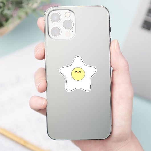 Kawaii Star gebakken ei vinyl Sticker (Telefoon)