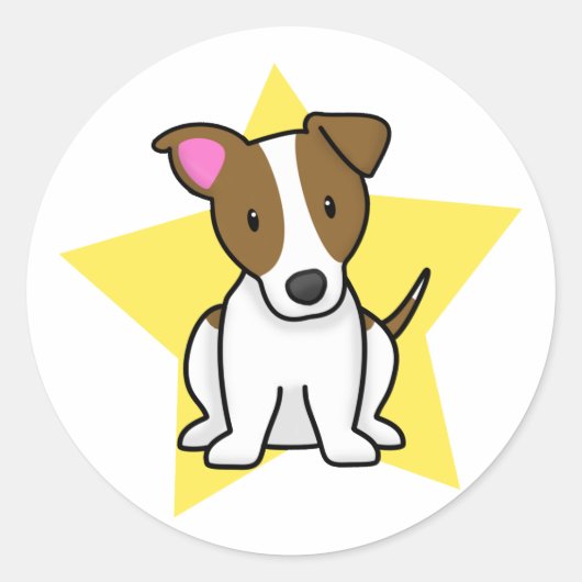 Kawaii Star Jack Russell Terrier Ronde Sticker (Voorkant)