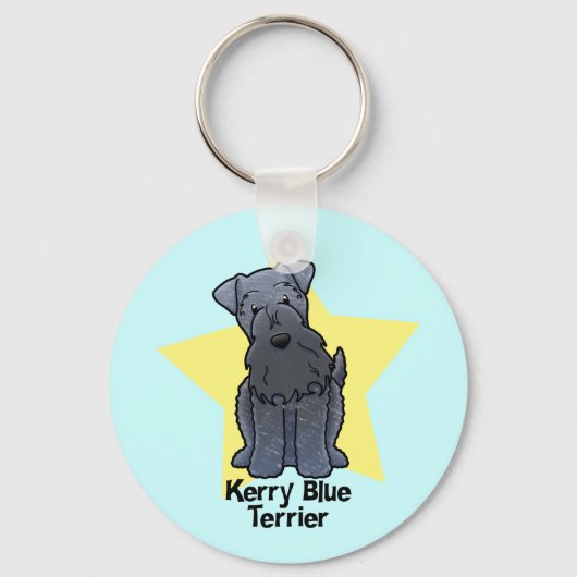 Kawaii Star Kerry Blue Terrier Sleutelhanger (Voorkant)