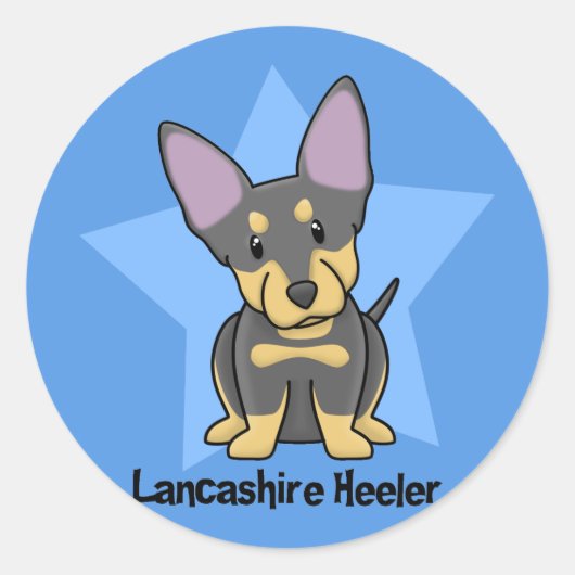 Kawaii Star Lancashire Heeler Ronde Sticker (Voorkant)