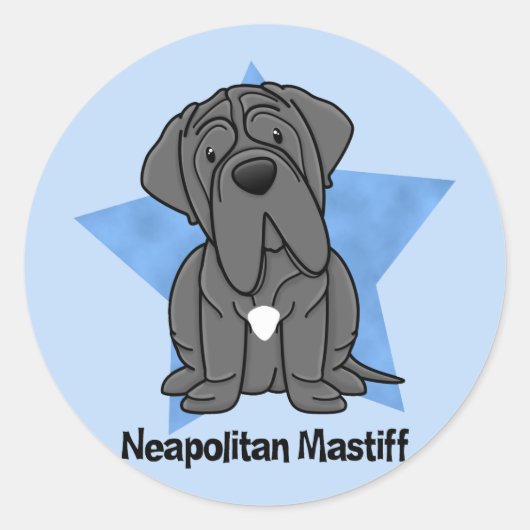 Kawaii Star Neapolitan Mastiff Ronde Sticker (Voorkant)