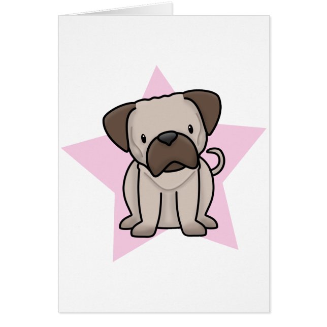 Kawaii Star Pug Card (Voorkant)