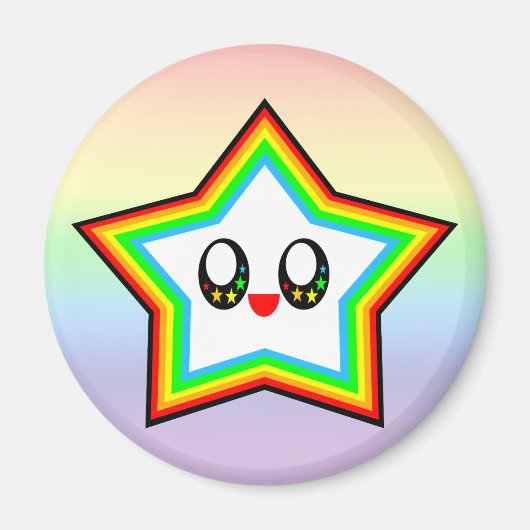 KAWAII STAR RAINBOW HAPPY FACE LUCKY MAGNEET (Voorkant)