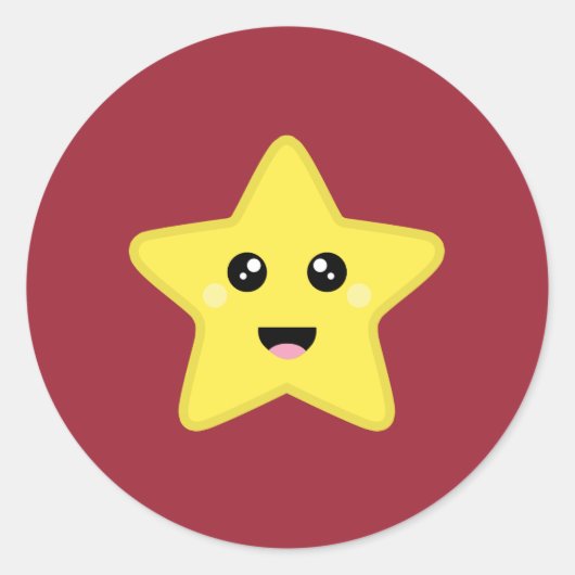 Kawaii Star Ronde Sticker (Voorkant)
