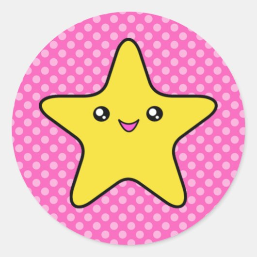 Kawaii Star Roze Polka Dot Stickers (Voorkant)