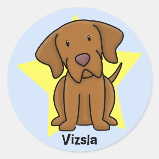 Kawaii Star Vizsla Ronde Sticker (Voorkant)