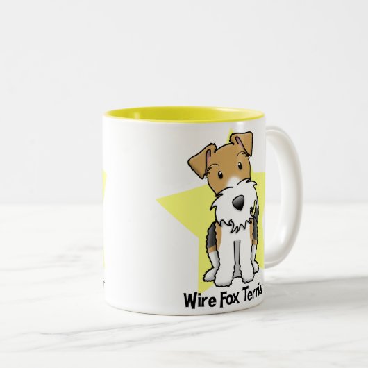 Kawaii Star Wire Fox Terrier Tweekleurige Koffiemok (Voorkant rechts)