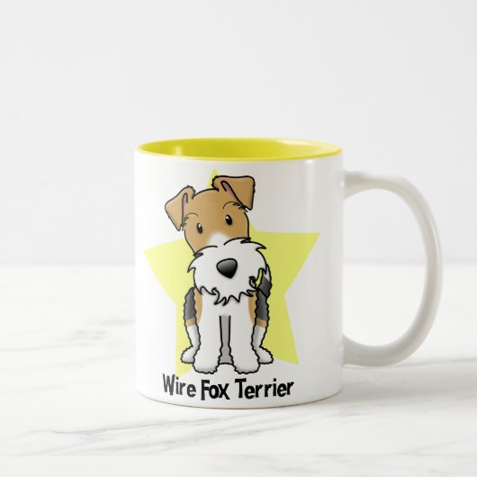 Kawaii Star Wire Fox Terrier Tweekleurige Koffiemok (Rechts)