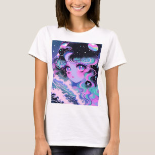 Kawaii Star-Zee Girl onder kosmische golven T-shirt